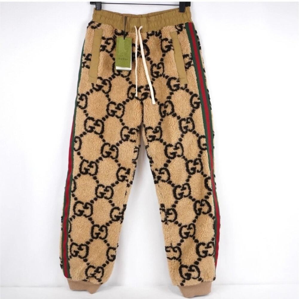 Men's Gucci GG jacquard wool blend fleece jogging pants size XXL made in Italy